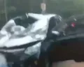 Adu Banteng Motor vs Mobil di Karetan Sembir, Pemotor sampai Jungkir Balik