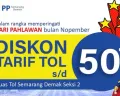 Diskon 50 Persen Tarif Tol Semarang-Demak dari Demak dan Sayung, Berlaku 24 Jam hingga 28 November 2023
